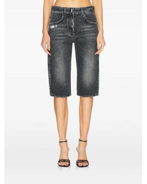 Givenchy Shorts Denim Con Effetto Vissuto - Blu