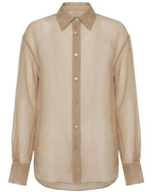 Frankie Shop Peri Sheer Button-Up Shirt - Natural