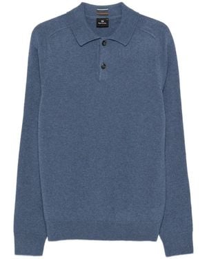 Paul Smith Merino Wool Polo Jumper - Blue