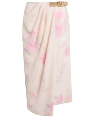 Moschino Floral-Print Belted Midi Wrap Skirt - Pink