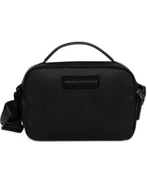 ARMANI EXCHANGE Logo-Patch Shoulder Bag - Black