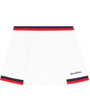 Sporty & Rich Pleated-Panel Logo Mini Skirt - White