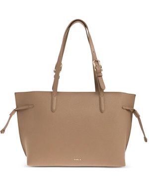Furla Medium Ava Leather Tote Bag - Natural