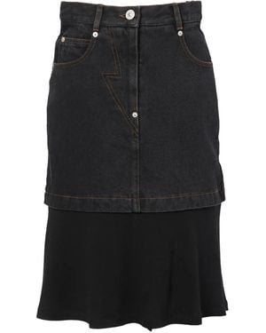 Pushbutton Layered Midi Skirt - Black