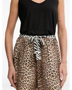 Liu Jo Leopard-Print Zebra-Pattern Shorts - Black