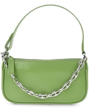 BY FAR Rachel Chain-Link Leather Mini Bag - Green