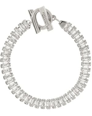 Ferragamo Pulseras Gancini Con Detalles De Cristal - Blanco