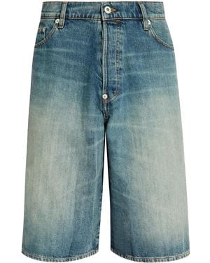 KENZO Whiskering-Effect Denim Shorts - Blue