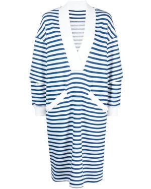 Ioana Ciolacu V-Neck Striped Midi Dress - Blue