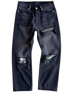 Bravest Studios Distressed Camouflage-Patch Jeans - Blue
