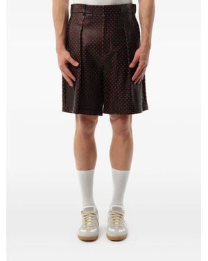 Givenchy Cross-Embroidered Leather Shorts - Black