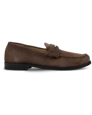 Rhude Logo-Plaque Suede Loafers - Brown