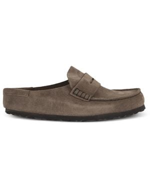 Birkenstock Mules Naples De Ante De Becerro - Marrón