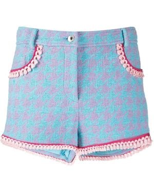 Moschino Houndstooth-Print Short Shorts - Blue