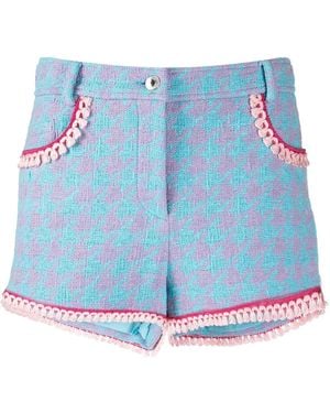 Moschino Houndstooth-Print Short Shorts - Blue