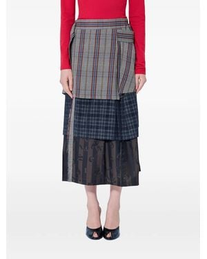 Vivienne Westwood Plaid Layered Asymmetrical Skirt - Blue