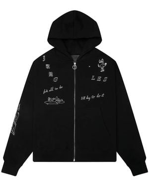 JUNGLES JUNGLES Embroidered Zip-Up Hoodie - Black