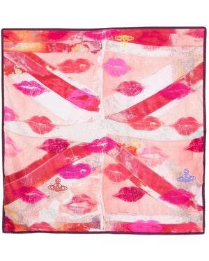 Vivienne Westwood Union Jack Kiss Vierkante Sjaal - Roze