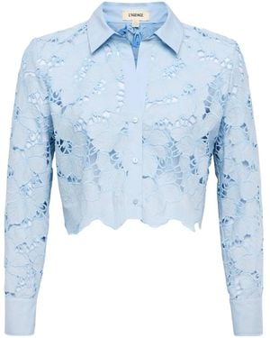 L'Agence Seychelle Button-Down Blouse Met Bloemenkant - Blauw