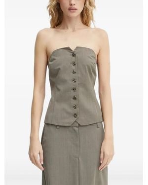 Samsøe & Samsøe Button-Front Strapless Top - Grey