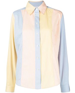 ROKH Camicia A Righe Con Design Color-Block - Bianco