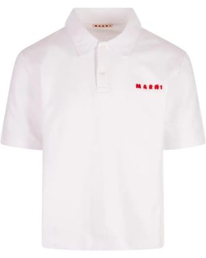 Marni Logo embroidered polo shirt - Weiß
