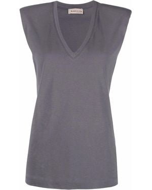 Blanca Vita Sleeveless V-Neck Top - Grey