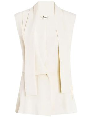 High Clasp Pussy-Bow Vest - White