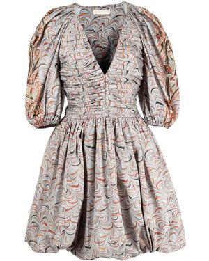Ulla Johnson Vestido fruncido con mangas farol - Gris