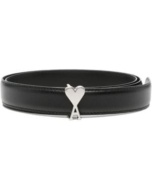 Ami Paris Ami De Coeur Buckle Belt - Black