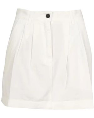 Department 5 Button Pleated Skirt - White