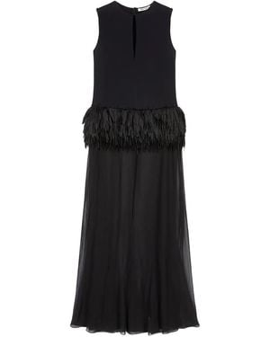 Ports 1961 Feather-Embellished Maxi Dress - Black