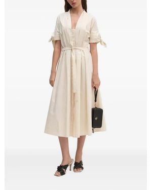 Sandro Ferrone V-Neck Midi Dress - Natural