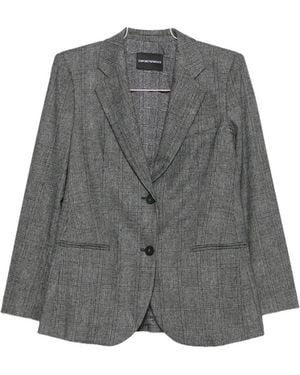 Emporio Armani Check-Pattern Single-Breasted Blazer - Gray