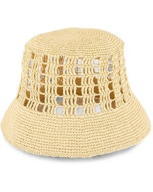 Borsalino Jane Crochet Bucket Hat - Natural