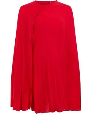 Valentino Garavani Pleated Silk Dress - Red