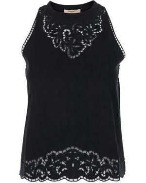 Twinset Crochet Detail Top - Black