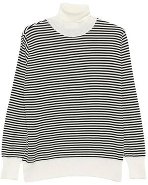 MARSĒM Pull Rayé À Col Roulé - Noir