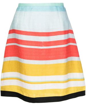 Bambah Stripe-Print Linen Mini Skirt - Yellow