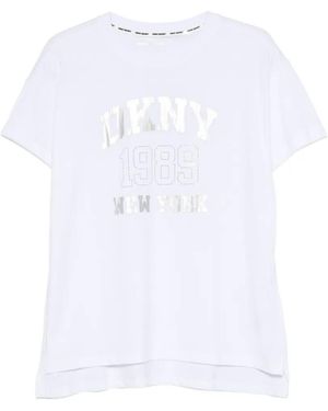 DKNY Metallic-Logo T-Shirt - White
