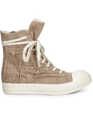 Rick Owens Distressed High-Top Trainers - Natural