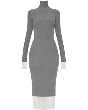 Sportmax Layered Ribbed Midi Dress - Gray
