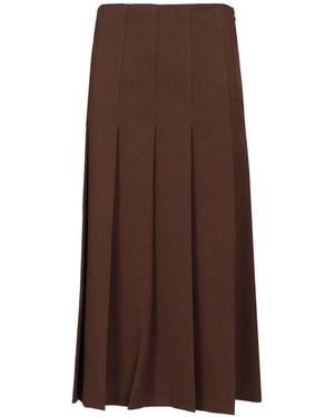 Al Duca d'Aosta Long Pleated Skirt - Brown