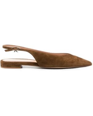 Gianvito Rossi Slingback Pointed-Toe Ballet Flats - Brown