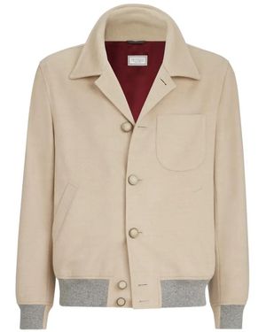 Brunello Cucinelli Lightweight Virgin-Wool Cloth Outerwear Jacket - Natural