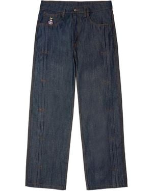 Kidsuper Jeans Raw A Gamba Ampia - Blu