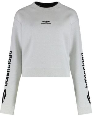 Balenciaga Pull Court 3B Sports Icon À Col Ras Du Cou - Gris