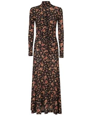 Ulla Johnson Ida Floral-Print Ruched Midi Dress - Brown