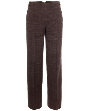 Liu Jo Tartan-Check Straight-Leg Trousers - Brown