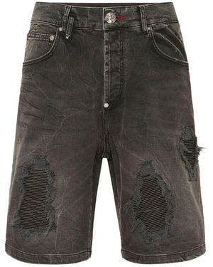Philipp Plein ダメージ ショートパンツ - グレー